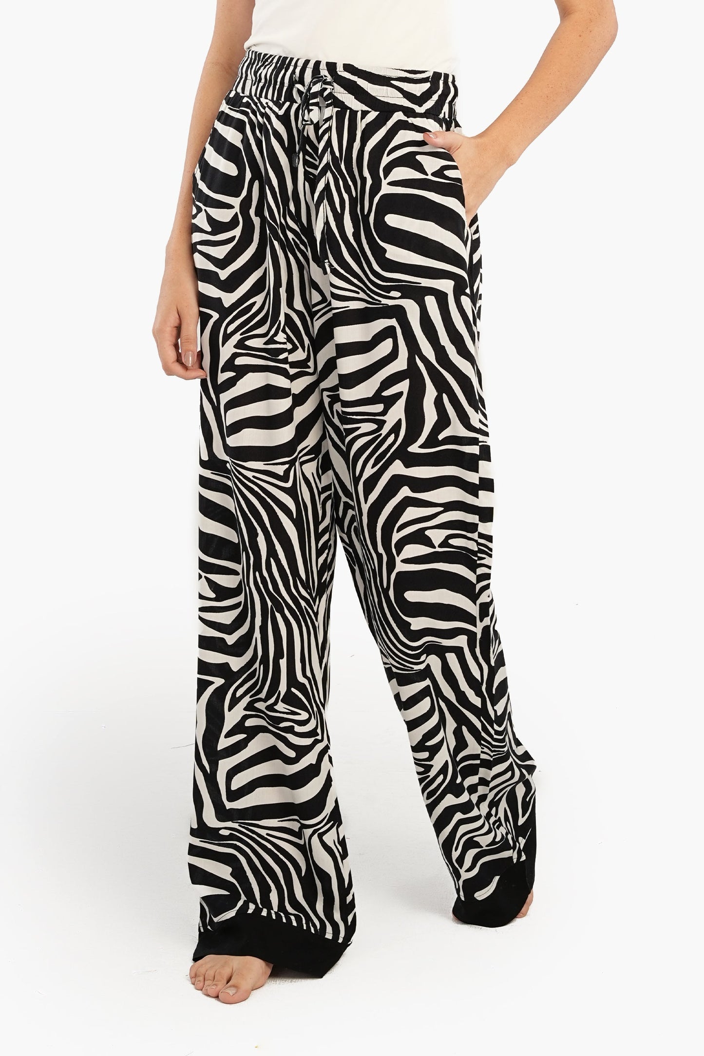 Self-Patterned Straight Leg Pyjama Pants