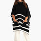 Black Poncho with White Stripes