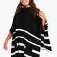 Black Poncho with White Stripes