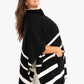 Black Poncho with White Stripes