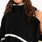 Black Poncho with White Stripes