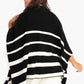 Black Poncho with White Stripes