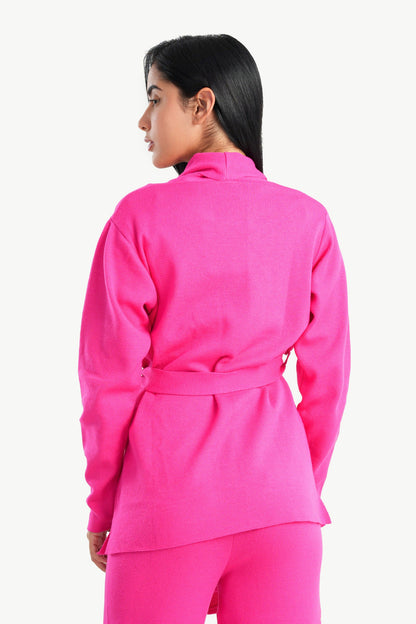 كارديجان صالة مع ياقة مطوية