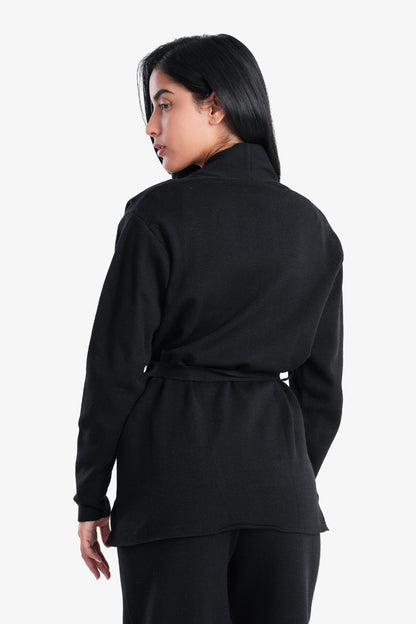 كارديجان صالة مع ياقة مطوية