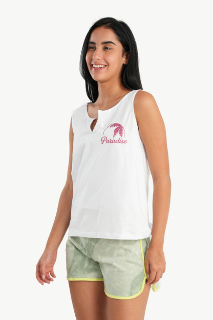 طقم بيجامة مع شورت تاي داي