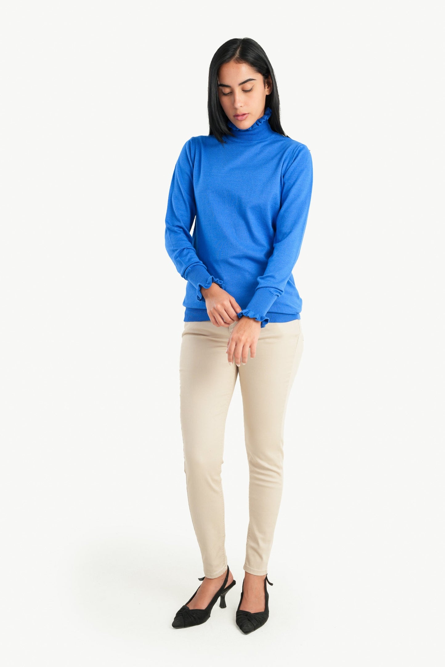 Carina Pullover with Ruffled Neck & Cuffs