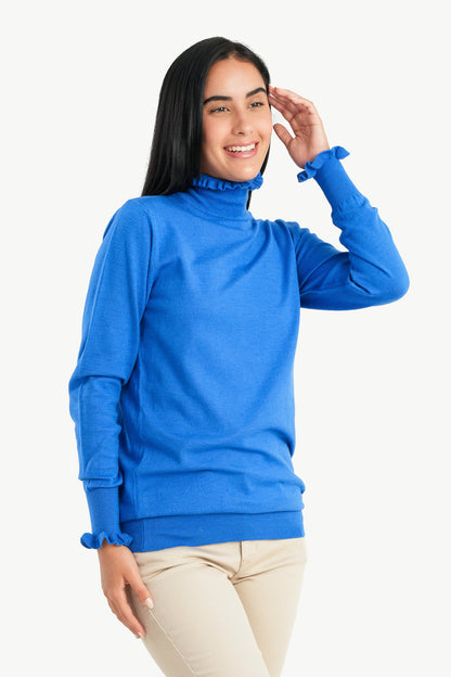 Carina Pullover with Ruffled Neck & Cuffs