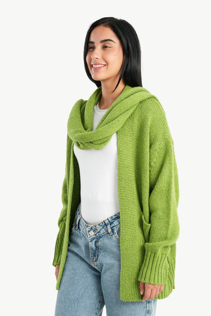 كارديجان محبوك مع وشاح