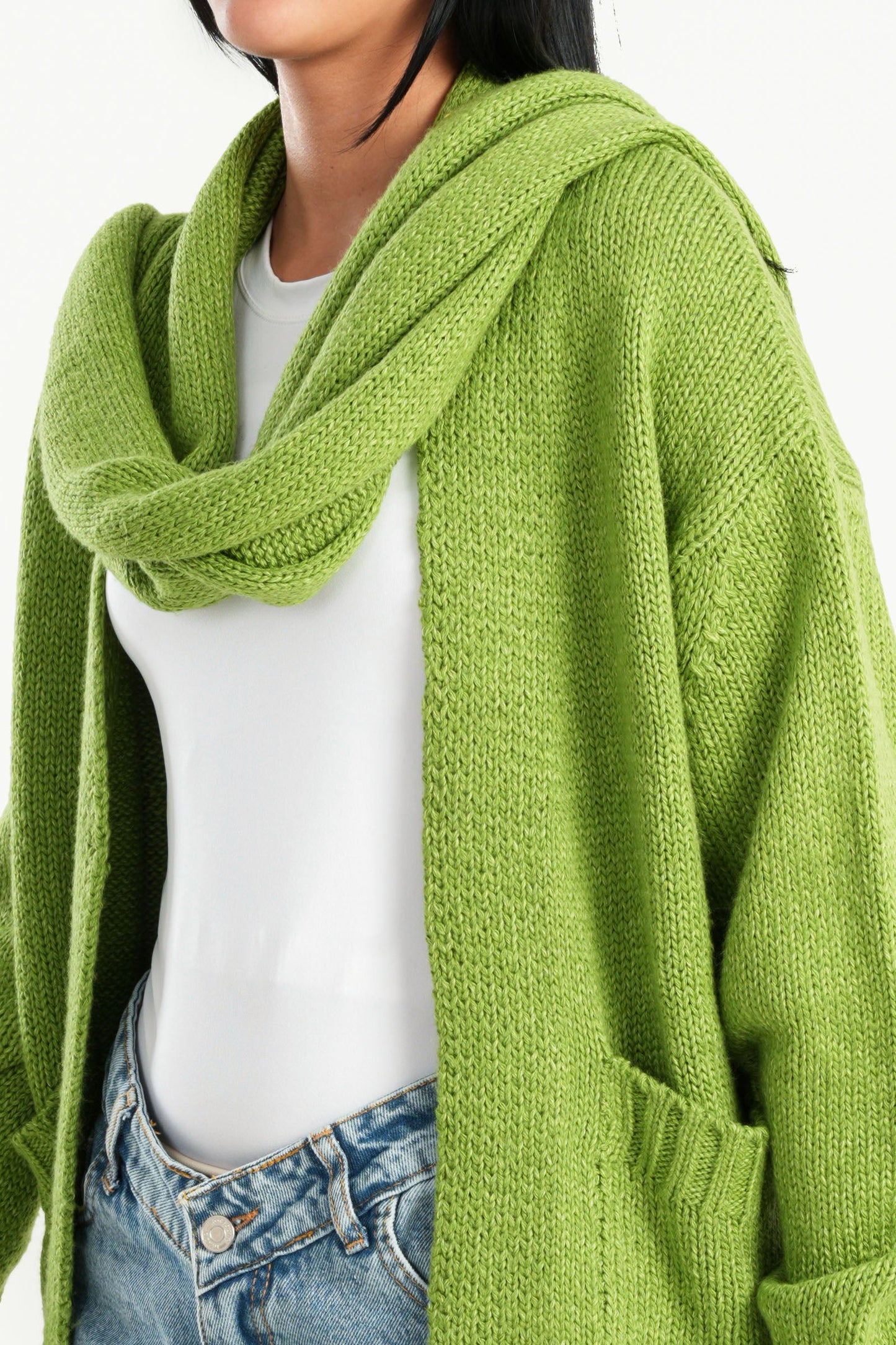 Knitted Cardigan With Scarf