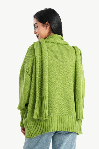 كارديجان محبوك مع وشاح