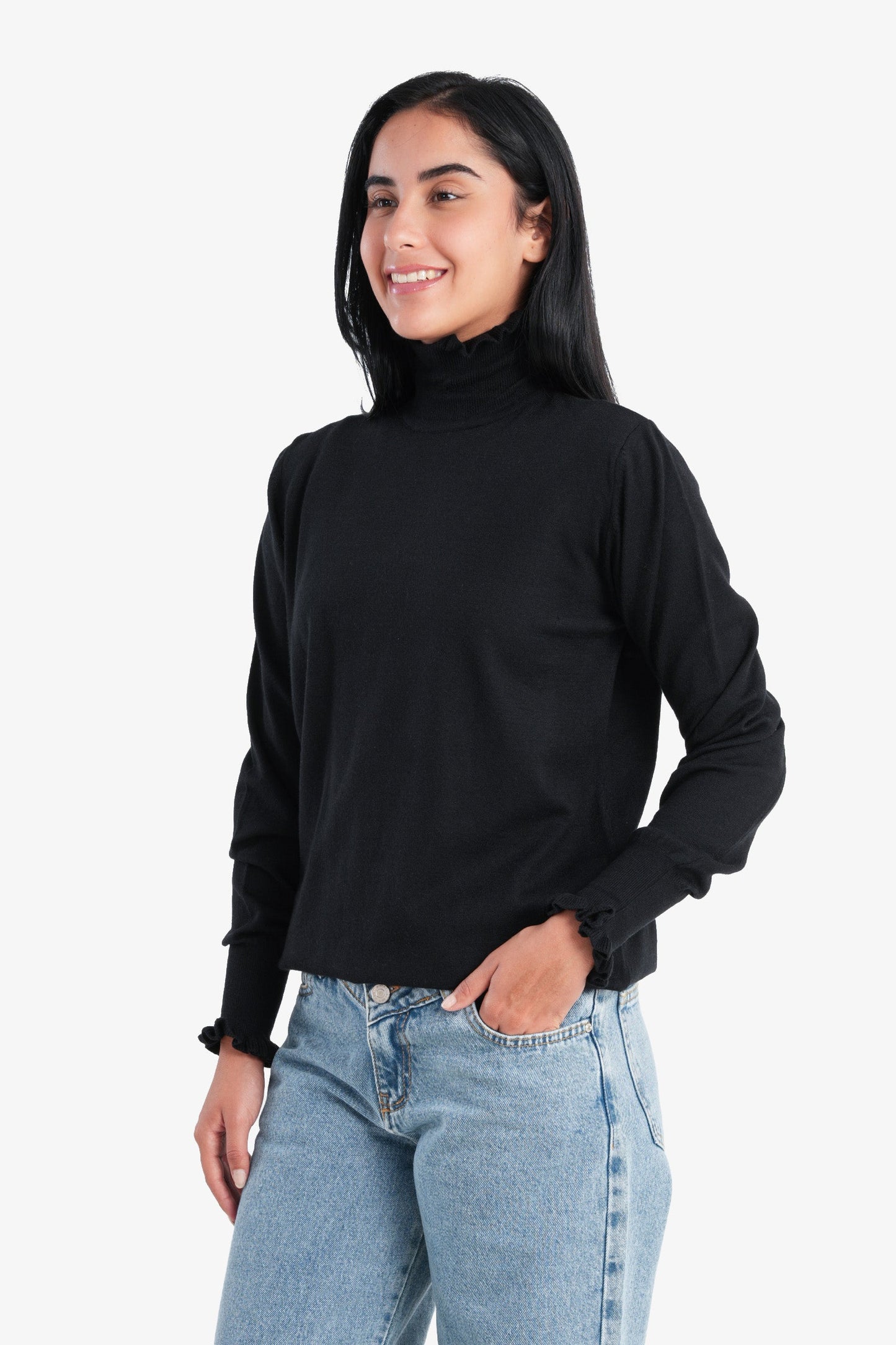 Carina Pullover with Ruffled Neck & Cuffs