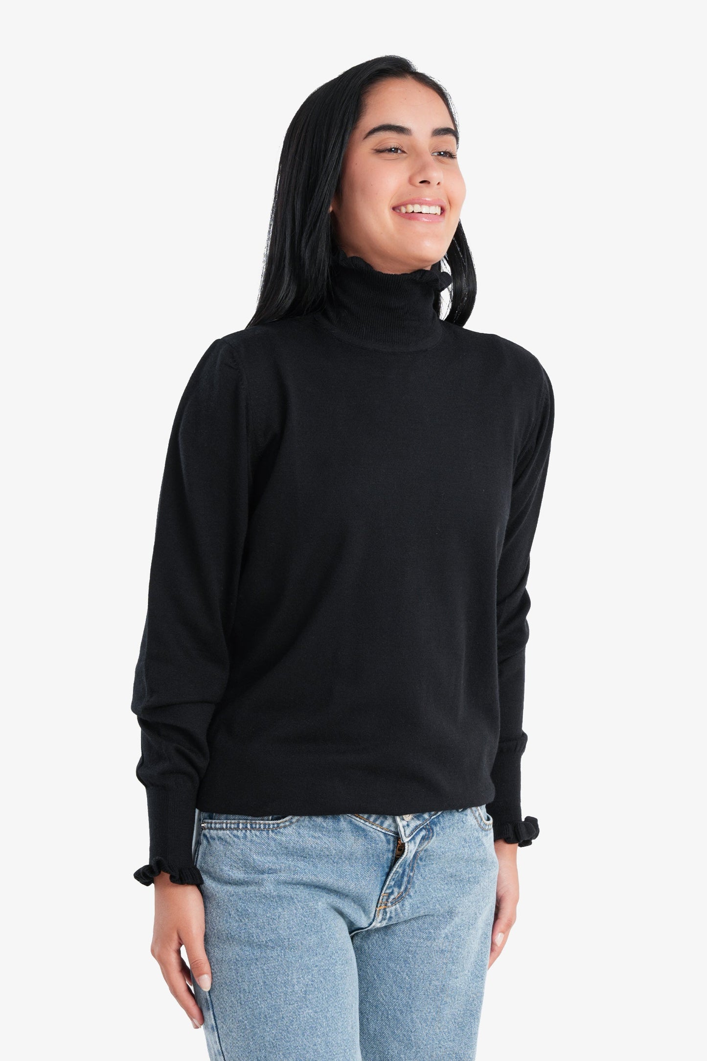 Carina Pullover with Ruffled Neck & Cuffs