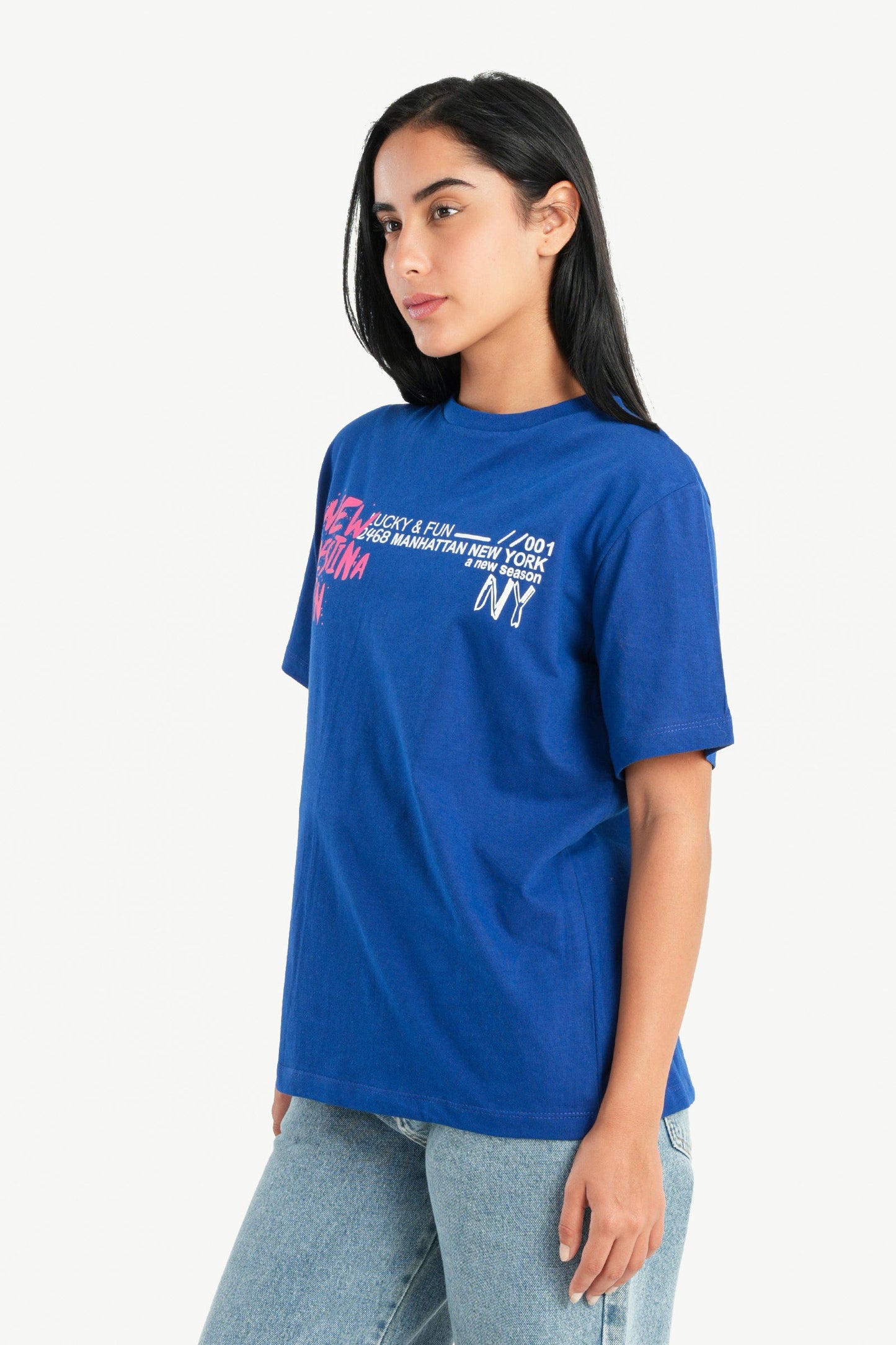 Carina Printed Blue T-Shirt