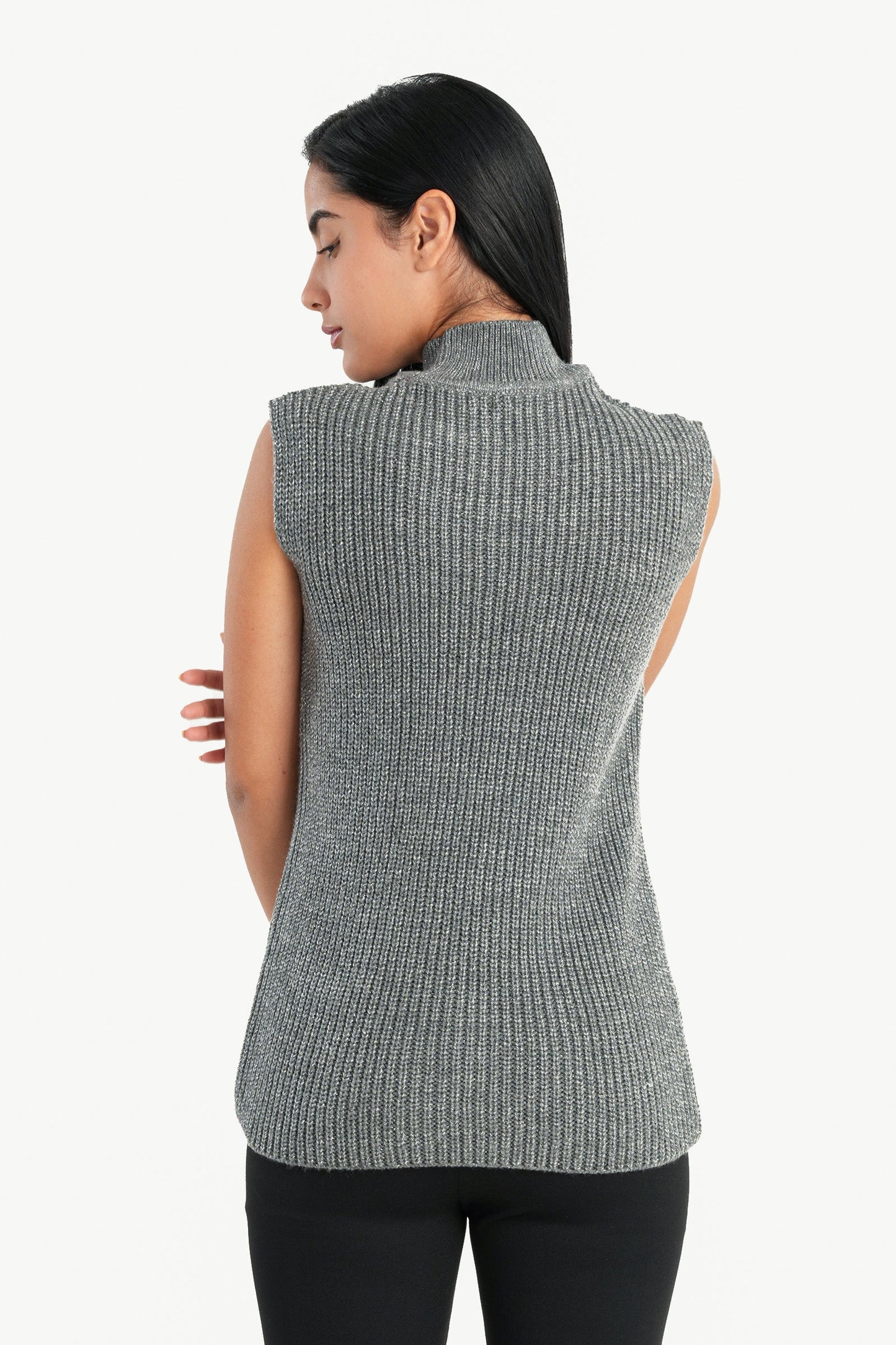 High Neck Ribbed Pullover