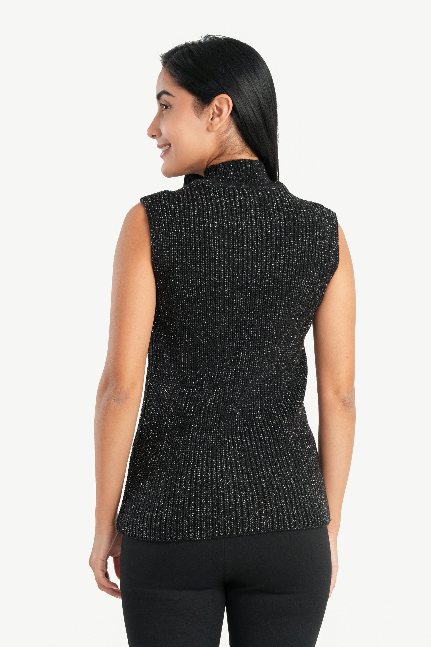 High Neck Ribbed Pullover