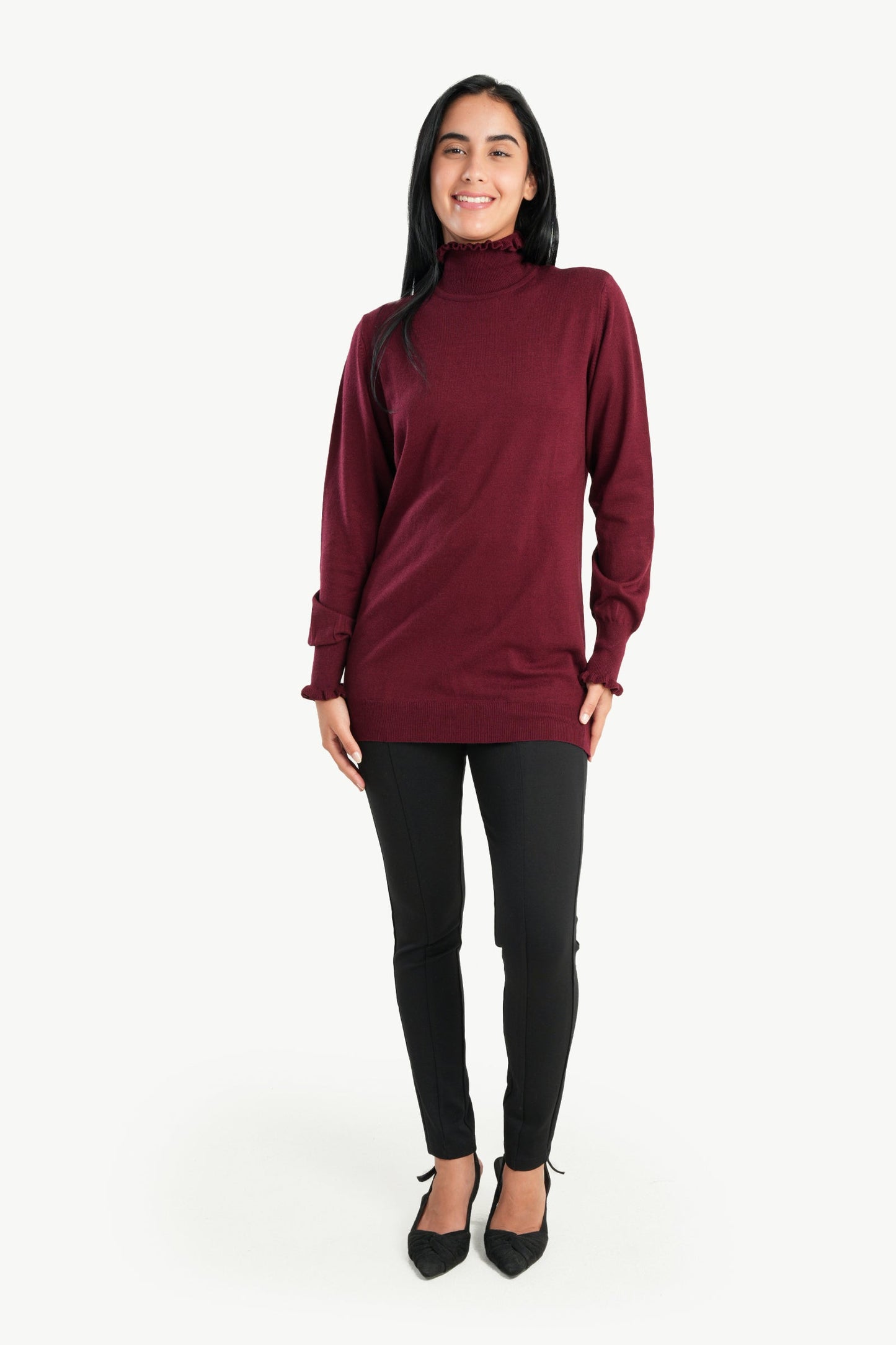 Carina Pullover with Ruffled Neck & Cuffs