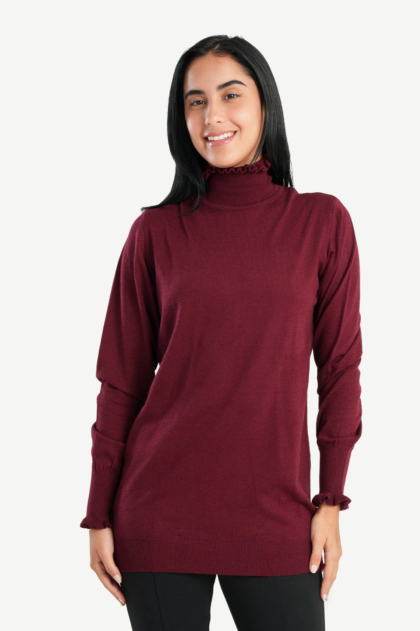 Carina Pullover with Ruffled Neck & Cuffs