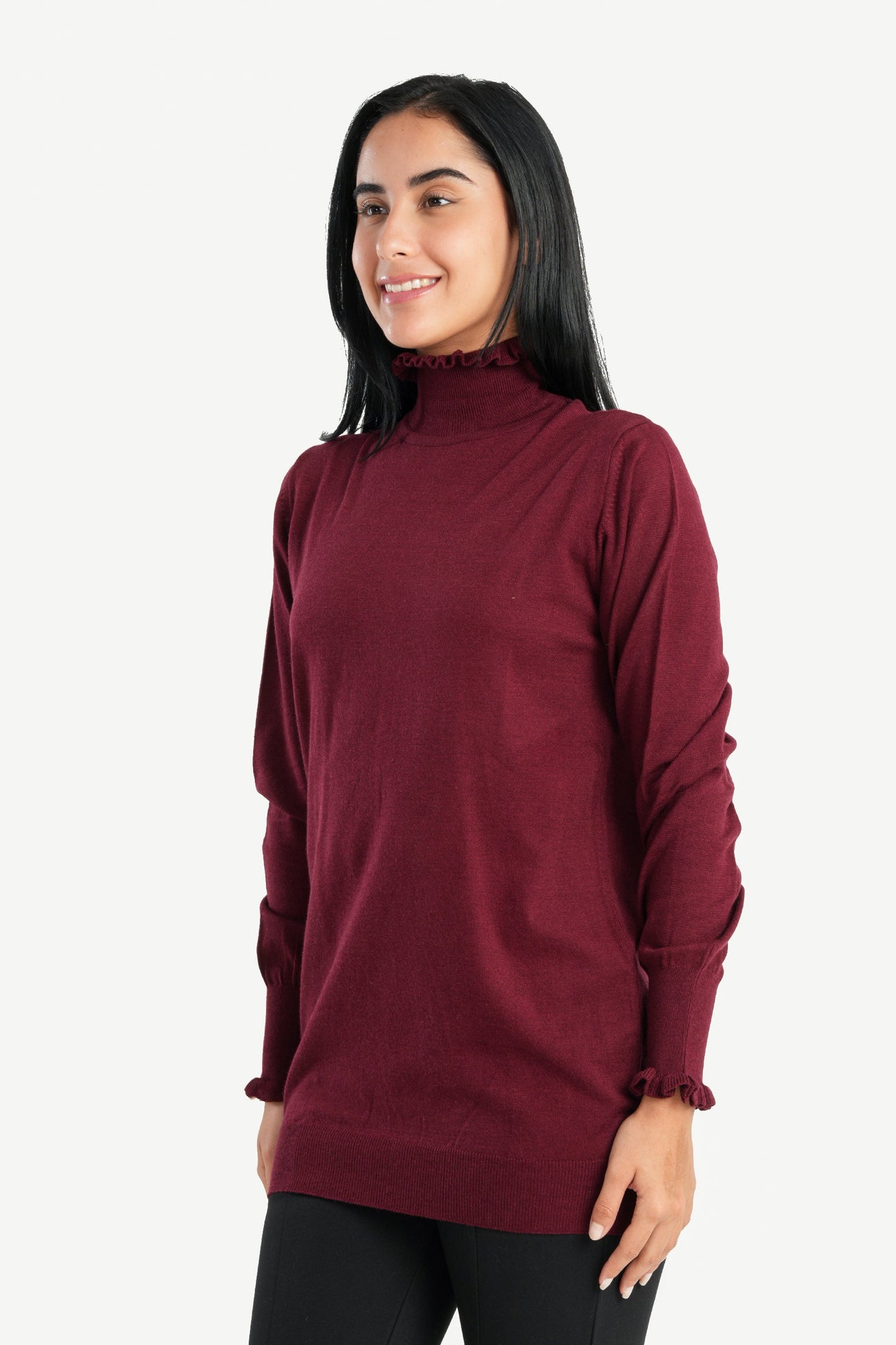 Carina Pullover with Ruffled Neck & Cuffs