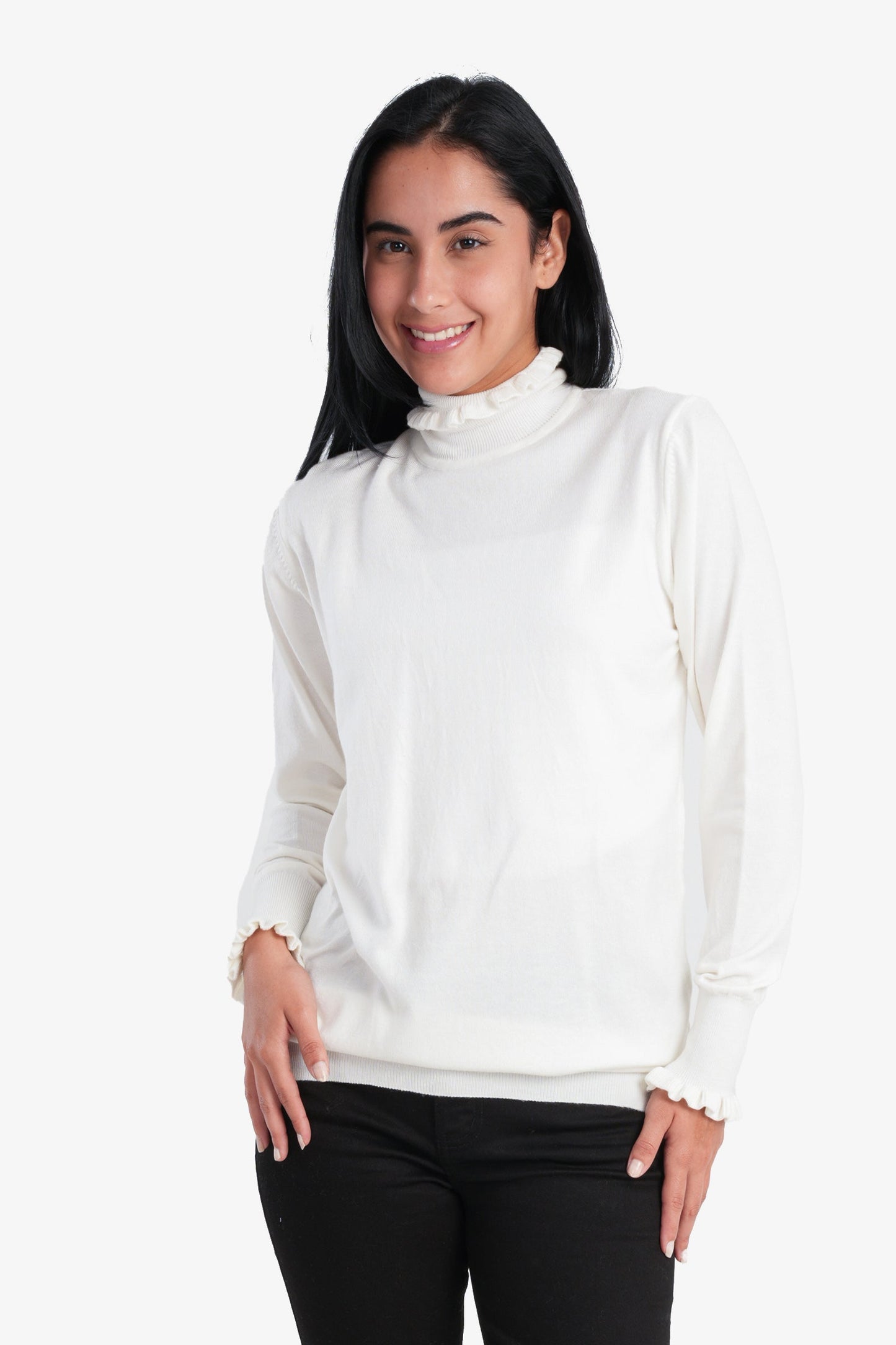 Carina Pullover with Ruffled Neck & Cuffs