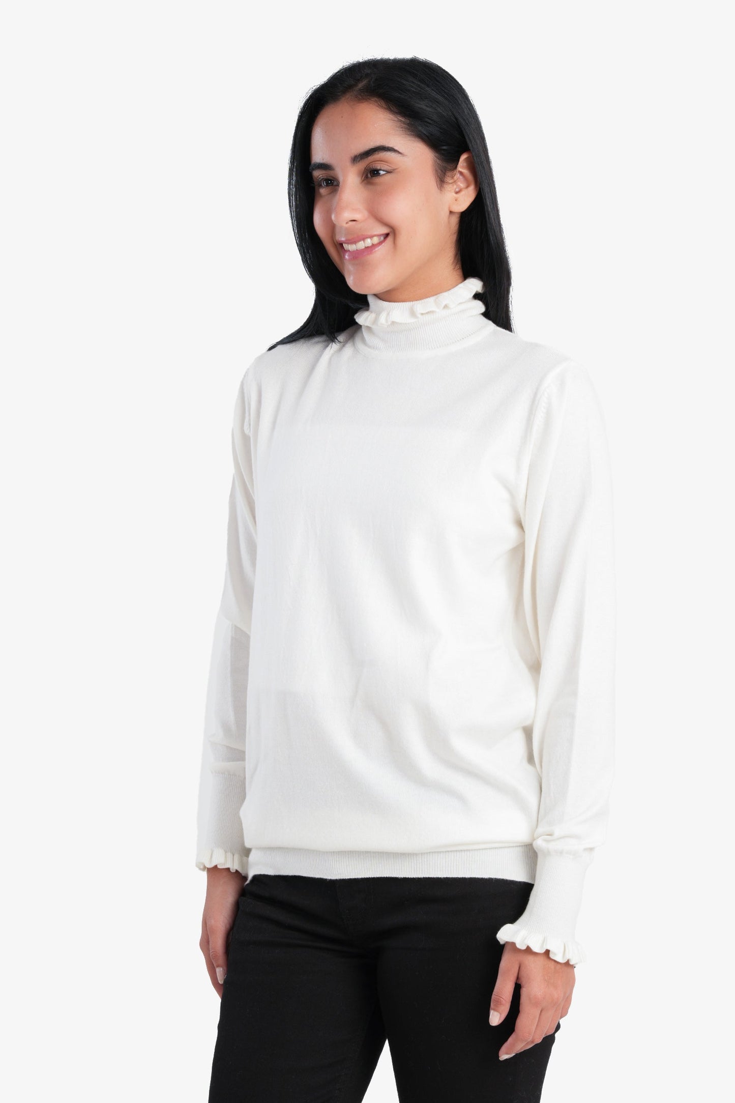 Carina Pullover with Ruffled Neck & Cuffs