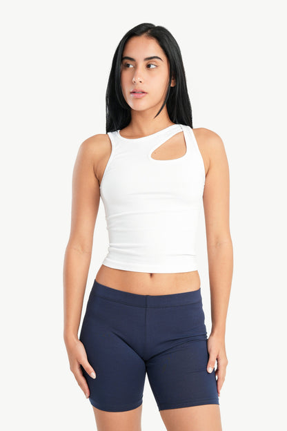 بنطال ضيق قصير من القطن بقصّة Slim Fit