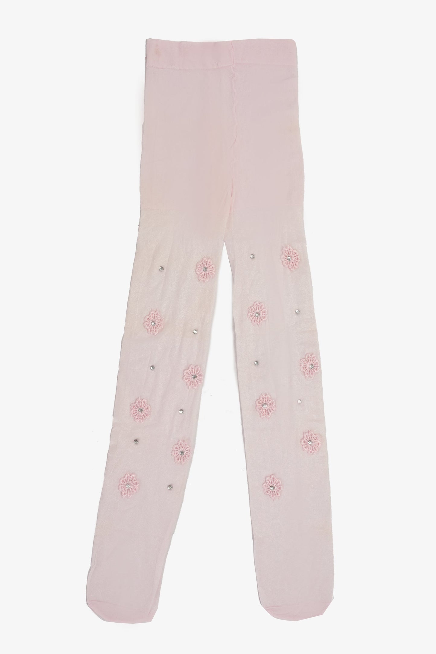 جوارب طويلة مزينة بزهور كريستالية للبنات