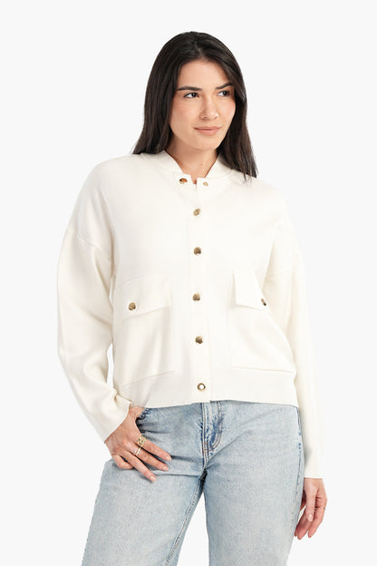 Dropped Shoulder Jacket with Snap Buttons