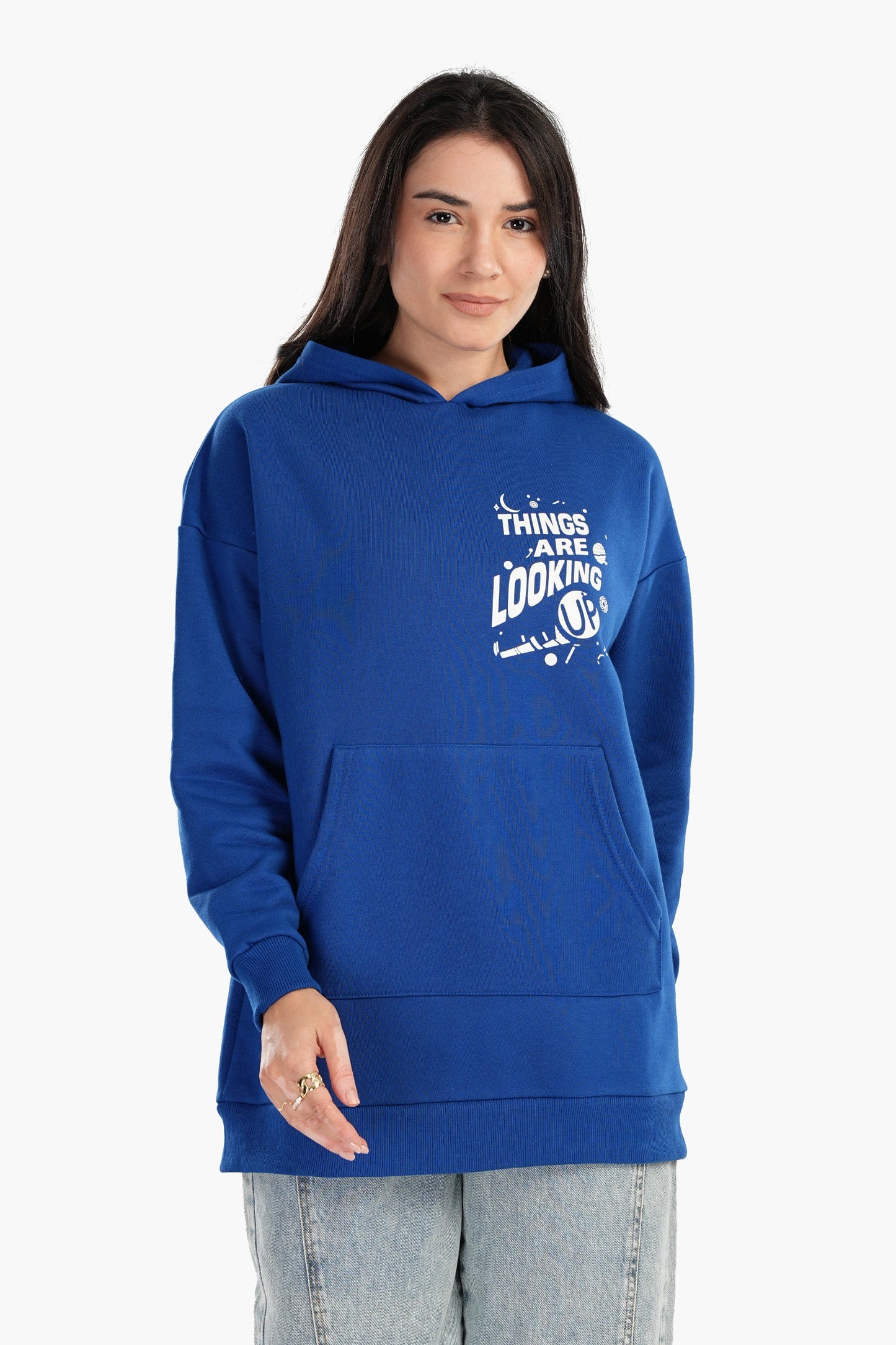 Blue Printed Lounge Hoodie