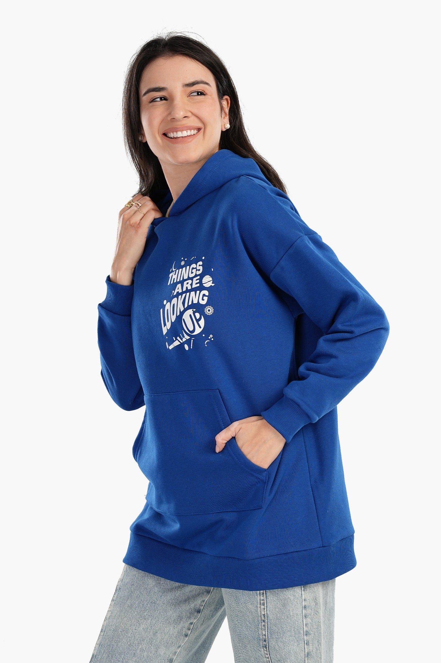 Blue Printed Lounge Hoodie