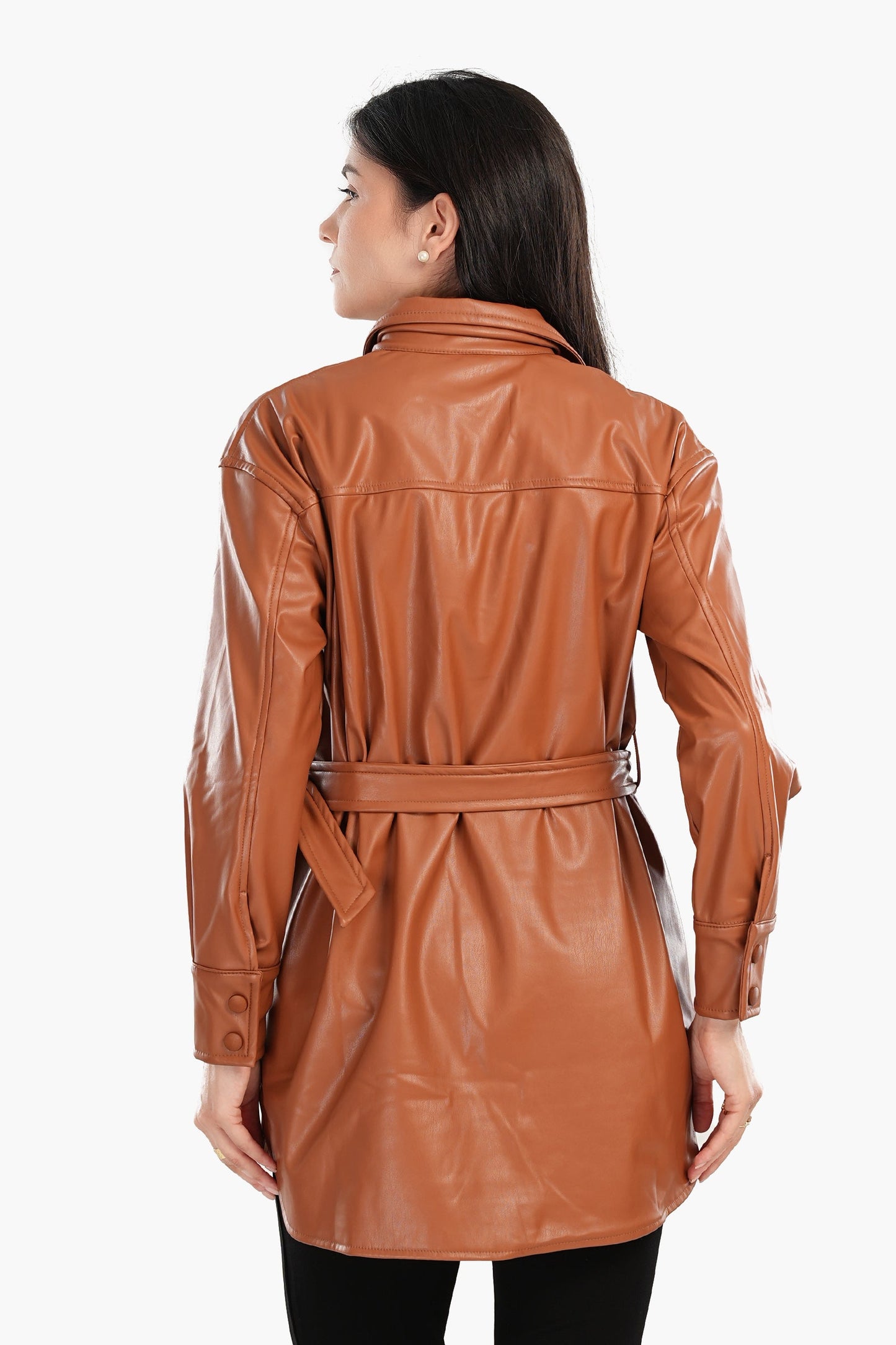 Leather Shirt with Waist Belt