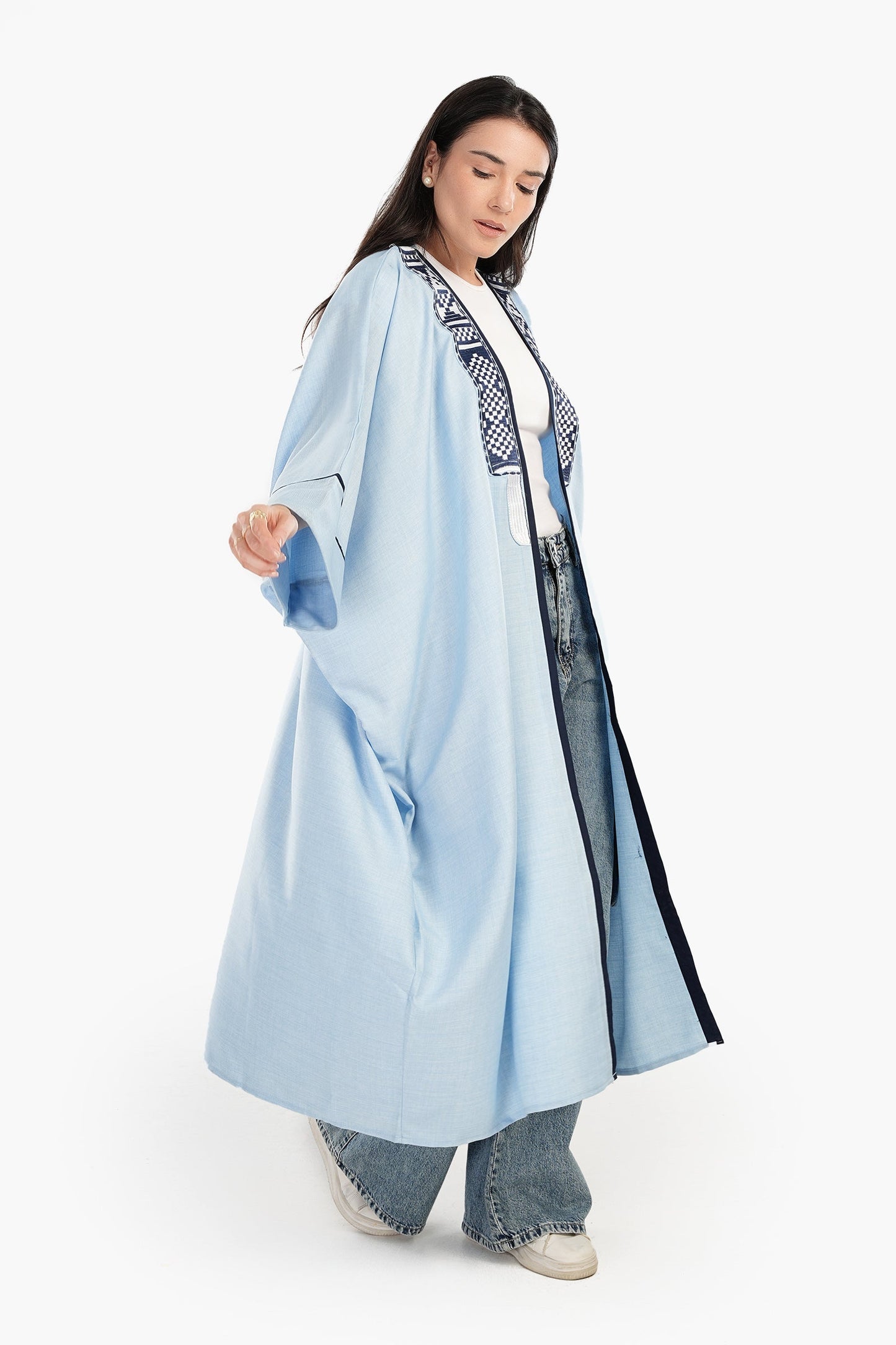 Light Blue Embroidered Kimono