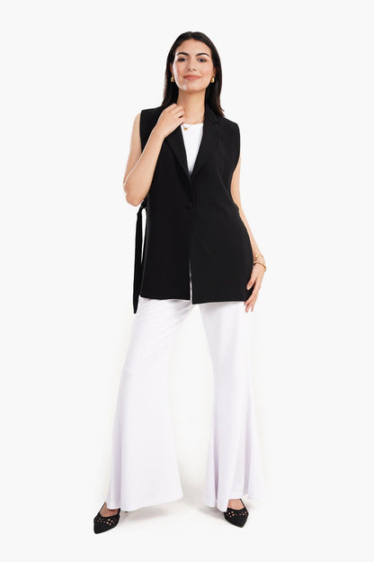 Crepe Revere Collar Vest