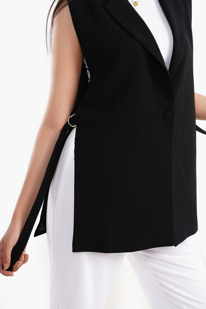 Crepe Revere Collar Vest