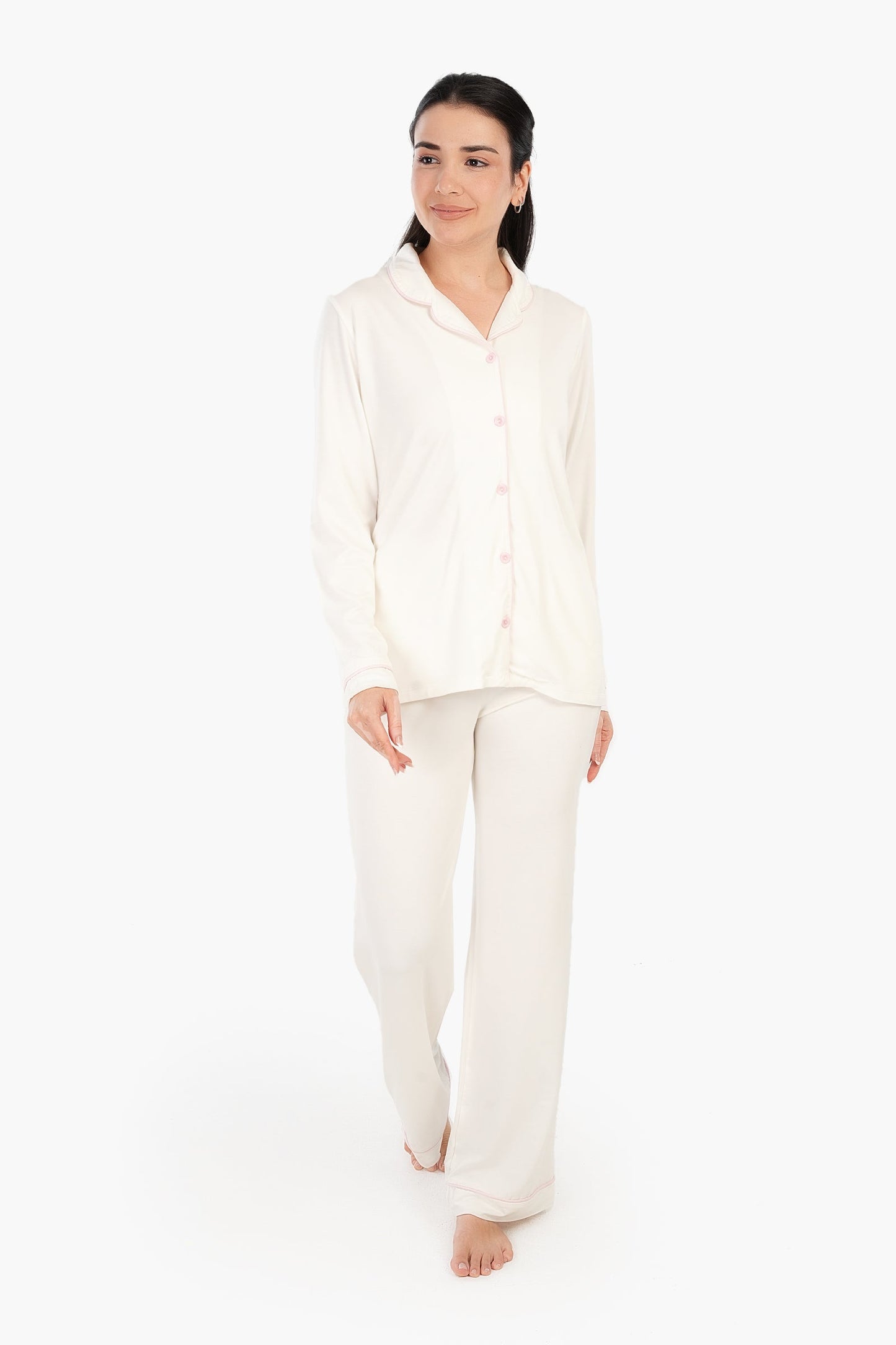 Viscose Contrast Piping Pyjama Set