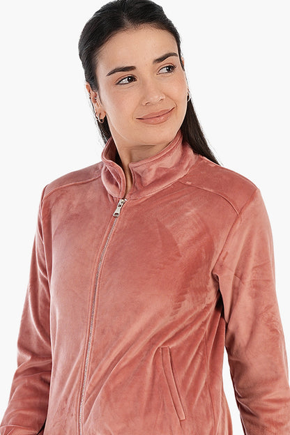 طقم بيجامة مخملية بياقة واقفة