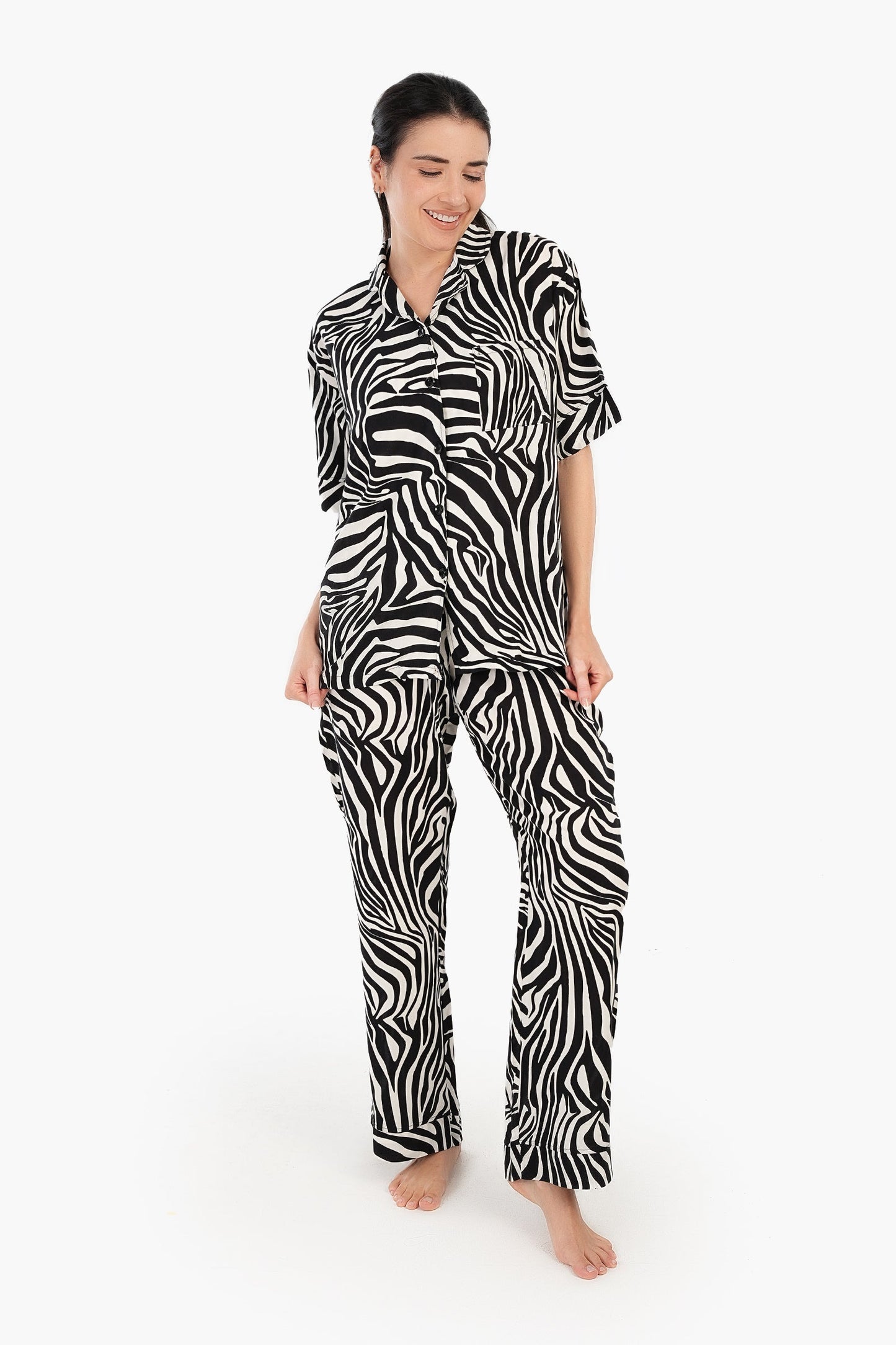 Bi-Tone Printed Pyjama Set