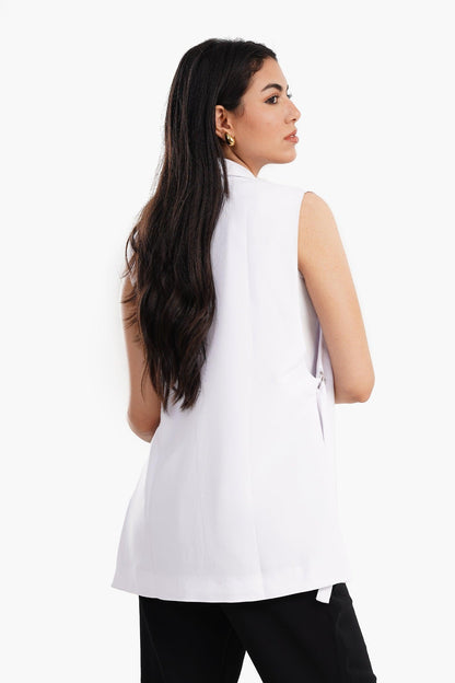 Crepe Revere Collar Vest