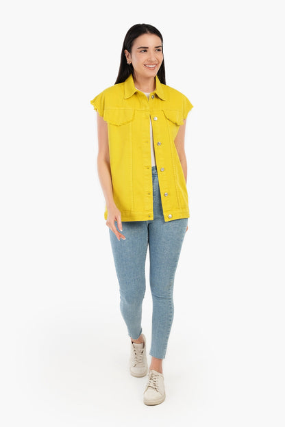 سترة جينز ذات حافة خام