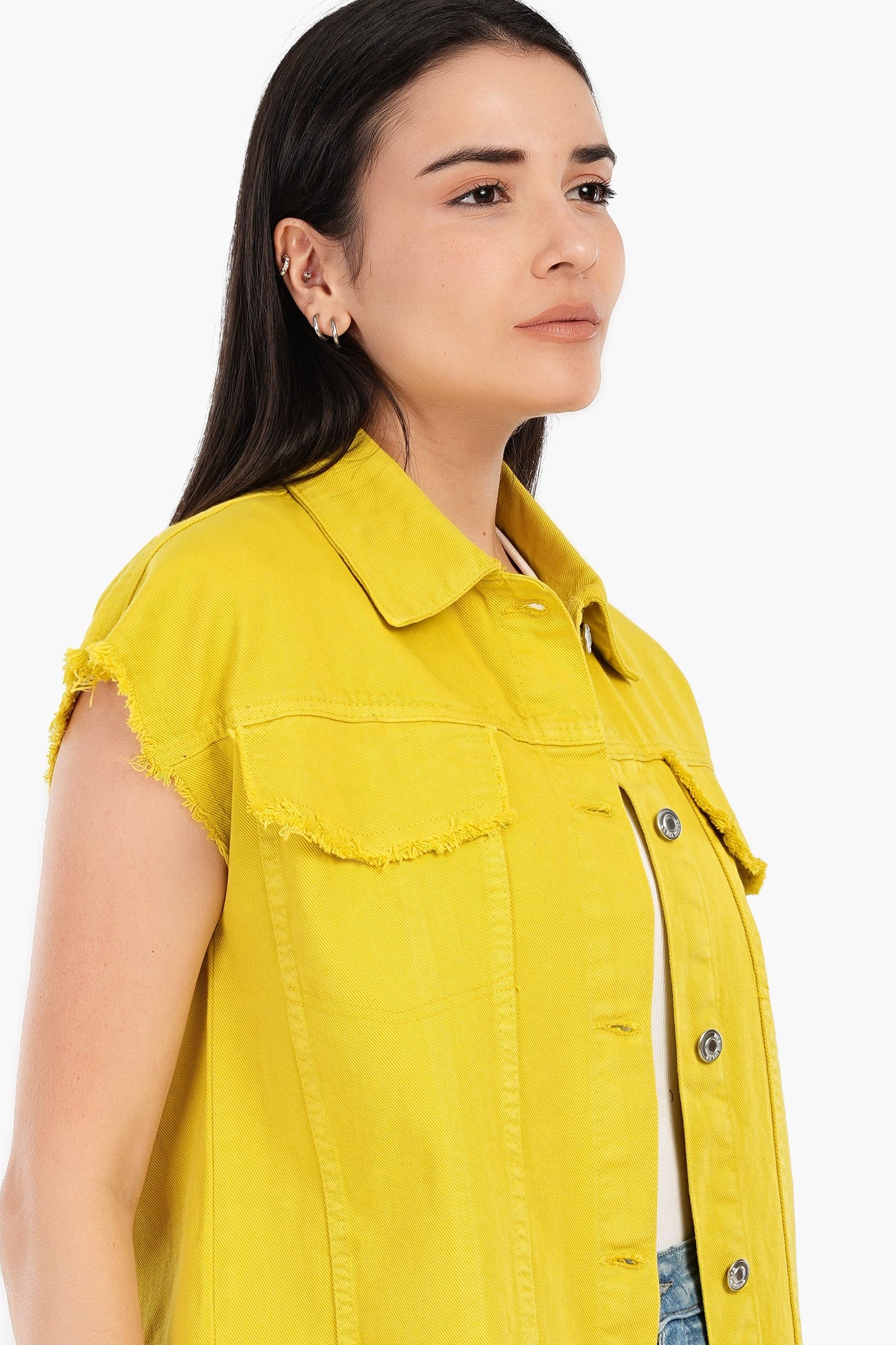 سترة جينز ذات حافة خام