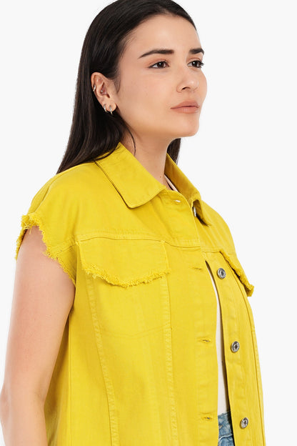 سترة جينز ذات حافة خام