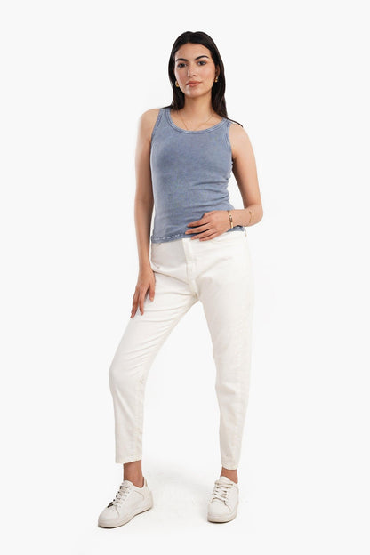 Plunge Neck Ribbed Top