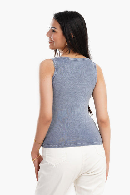 Plunge Neck Ribbed Top