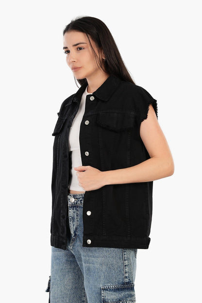 سترة جينز ذات حافة خام