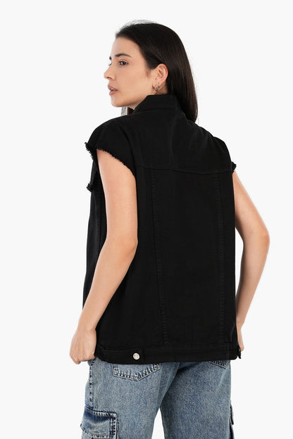 سترة جينز ذات حافة خام