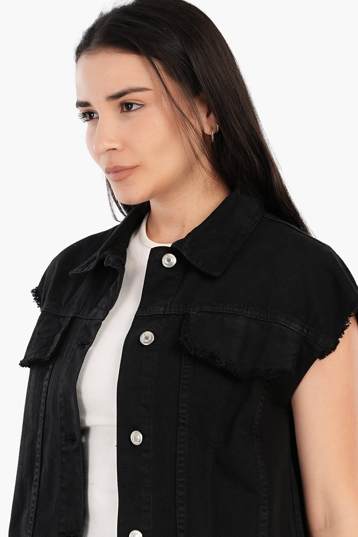 سترة جينز ذات حافة خام