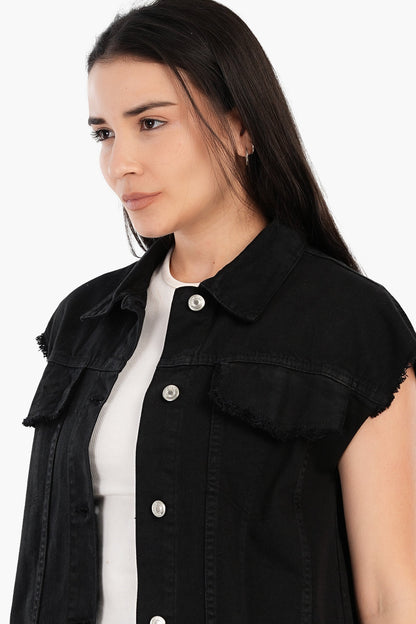 سترة جينز ذات حافة خام