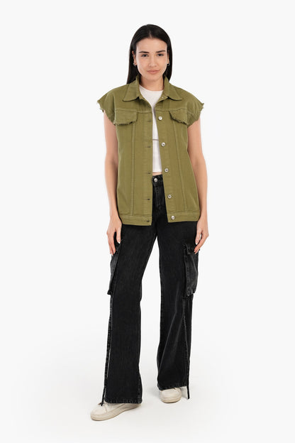 سترة جينز ذات حافة خام