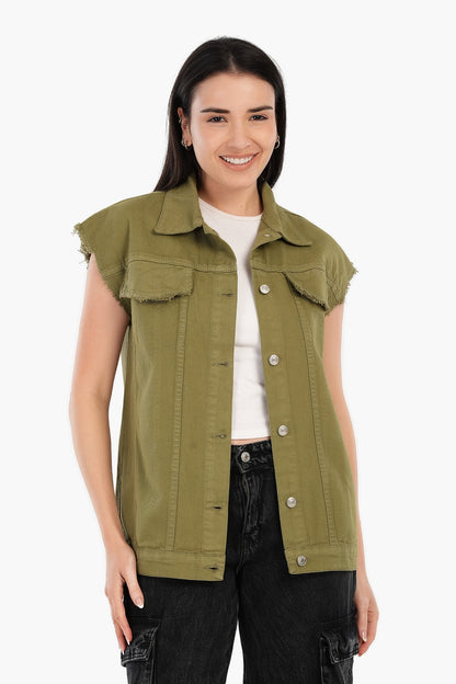 سترة جينز ذات حافة خام