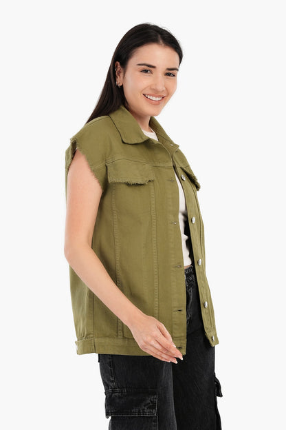 سترة جينز ذات حافة خام