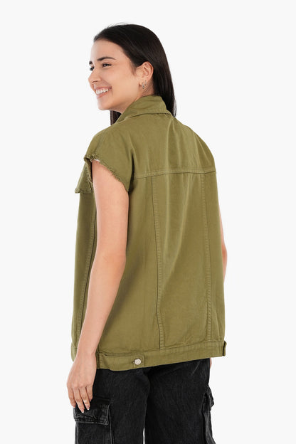 سترة جينز ذات حافة خام